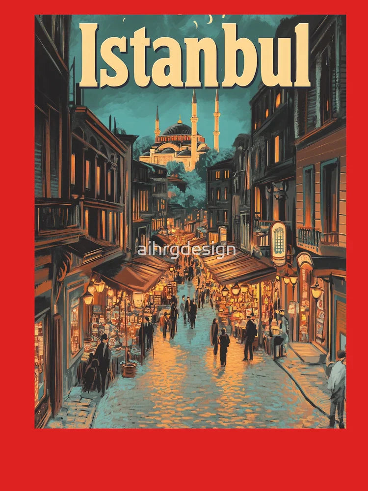 Wander through the bustling streets of Istanbul as night falls, where lanterns illuminate colorful markets Classic T-Shirt
