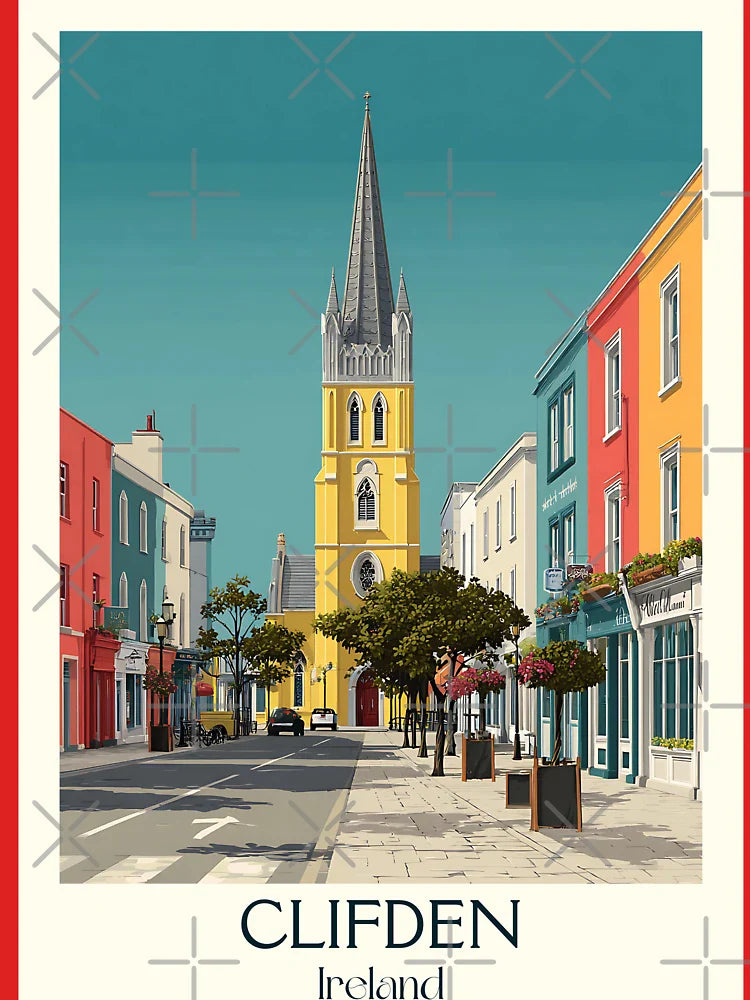 Clifden Poster – Pastel Streets & Cathedral Spire Classic T-Shirt