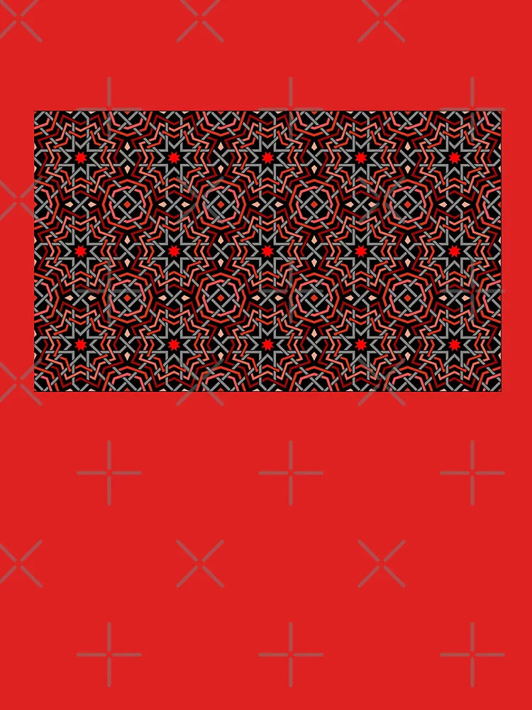 Bold Geometric Star Pattern in Black and Red Classic T-Shirt