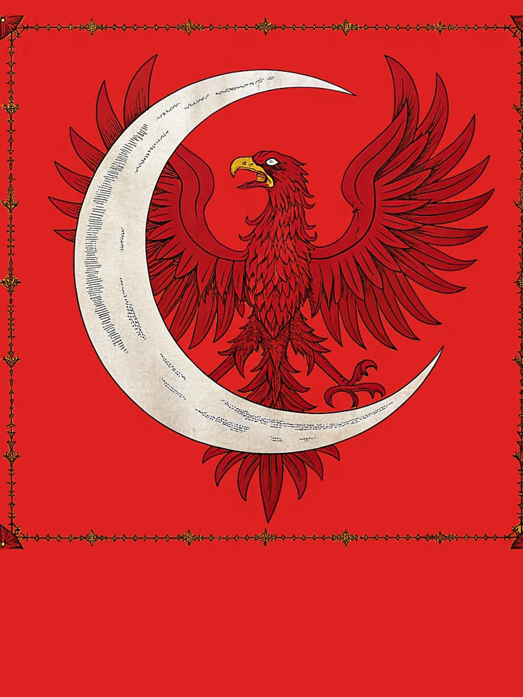 Medieval Eagle & Crescent Moon Heraldic Flag – Bold Regal Emblem Classic T-Shirt