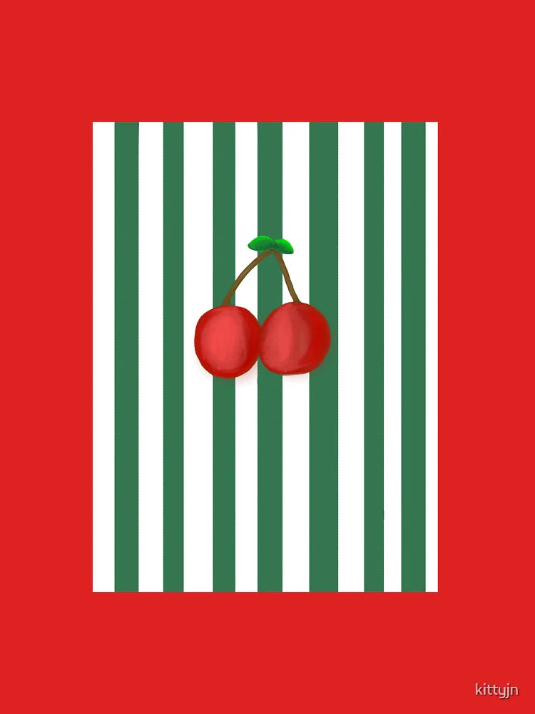 cherries on striped background  Classic T-Shirt
