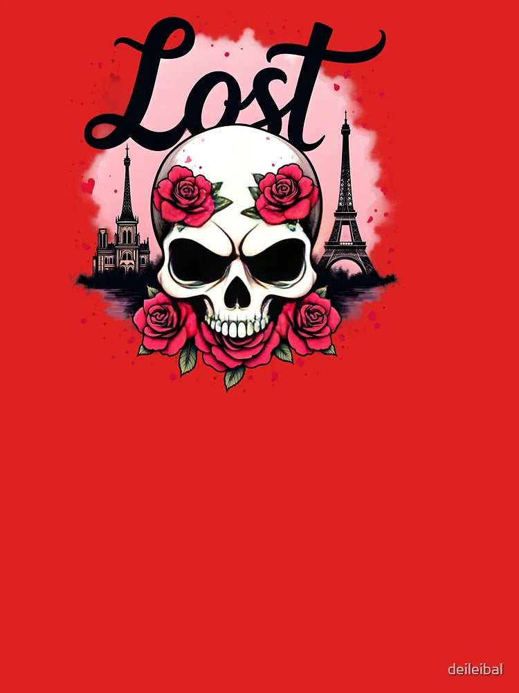 Lost In Paris Skull Roses Classic T-Shirt
