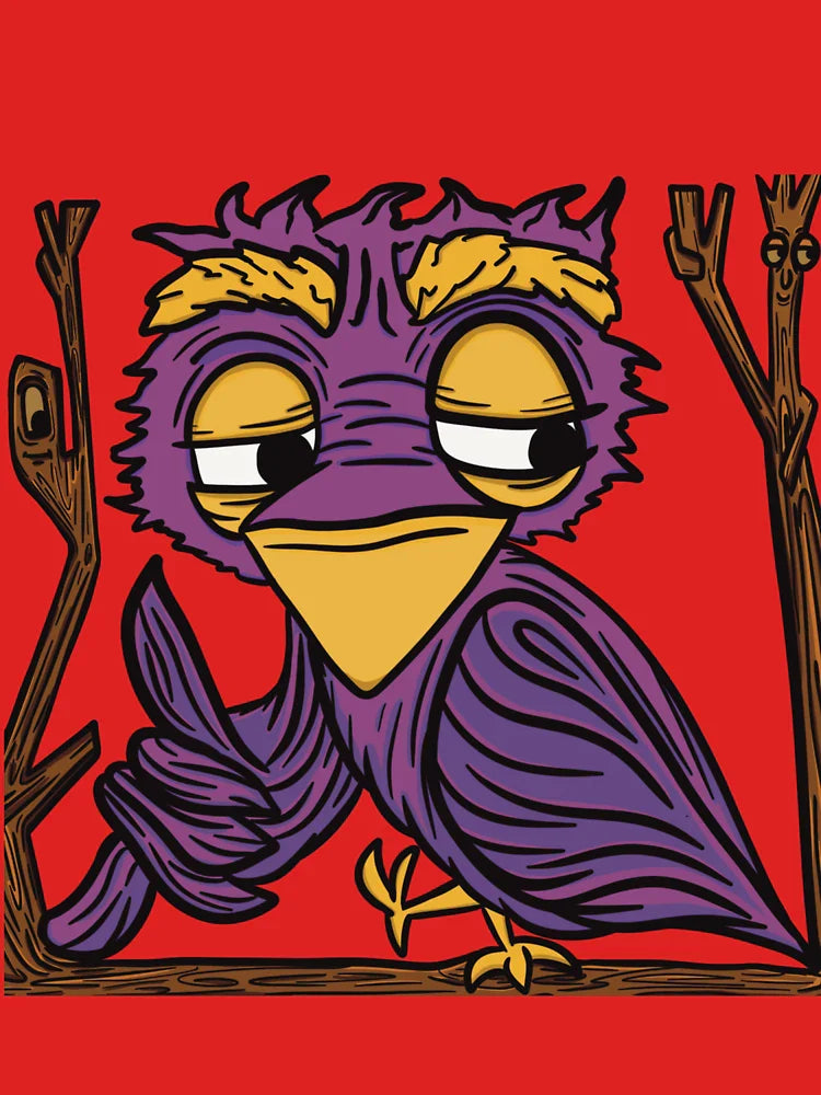 owl on a tree cartoon characters  Classic T-Shirt