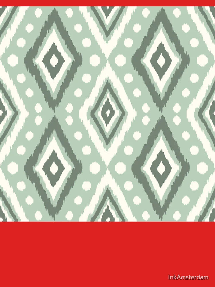 Sage Green Ikat Diamond Pattern with Textured Brushstroke Effect Classic T-Shirt