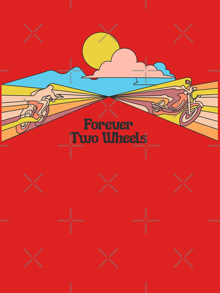 Forever Two Wheels Retro 70s Style Motorcycle Graphic Classic T-Shirt