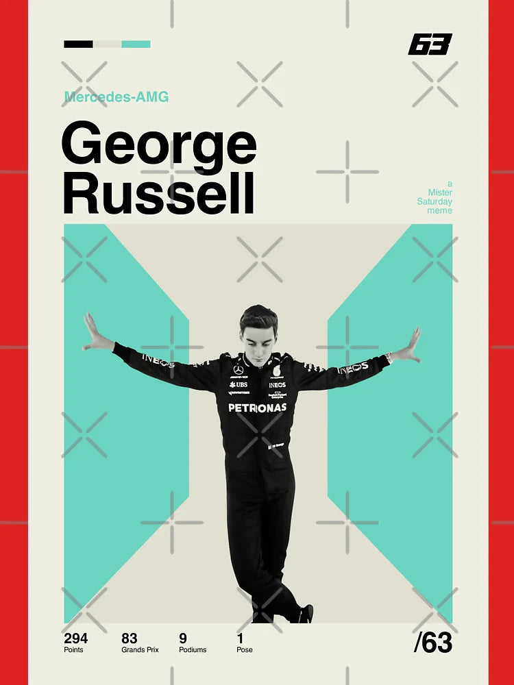 George Russell Modern Mid Century Poster Pose Meme Classic T-Shirt