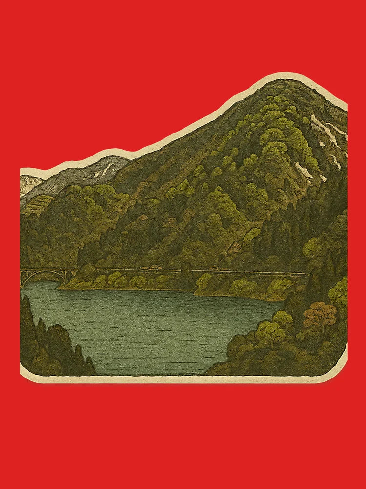 Japanese Mountain Landscape | Retro Nature Scenery - Tranquil Mountain View Classic T-Shirt