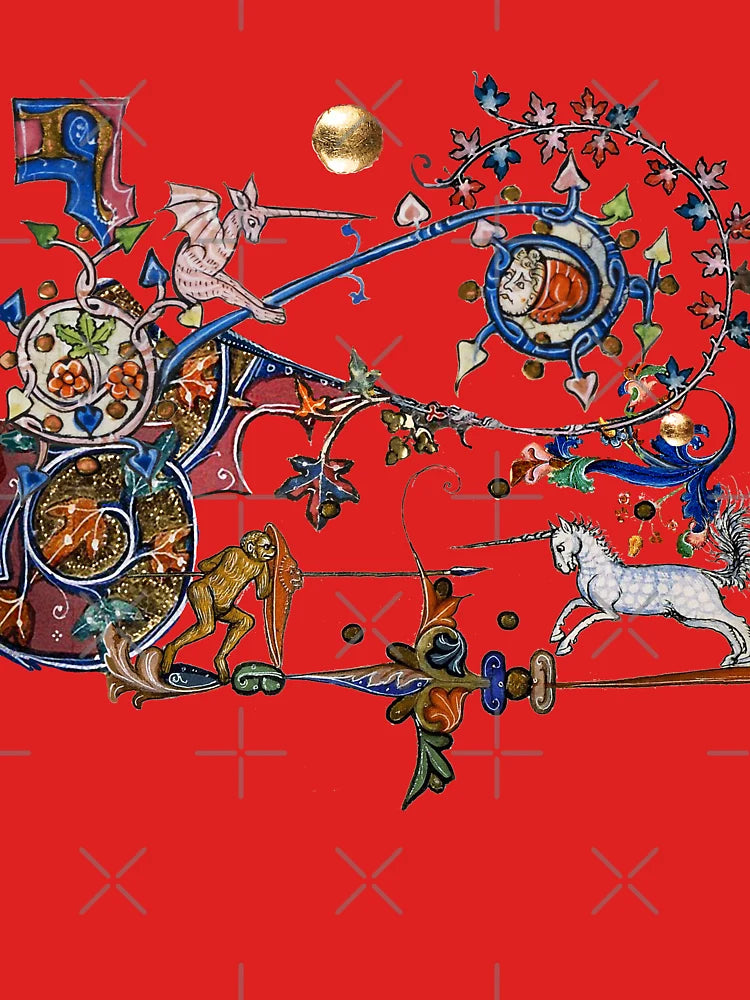 WEIRD MEDIEVAL BESTIARY WAR,UNICORNS FIGHTING MONKEY WARRIOR AND MONSTER by Bulgan Lumini Classic T-Shirt