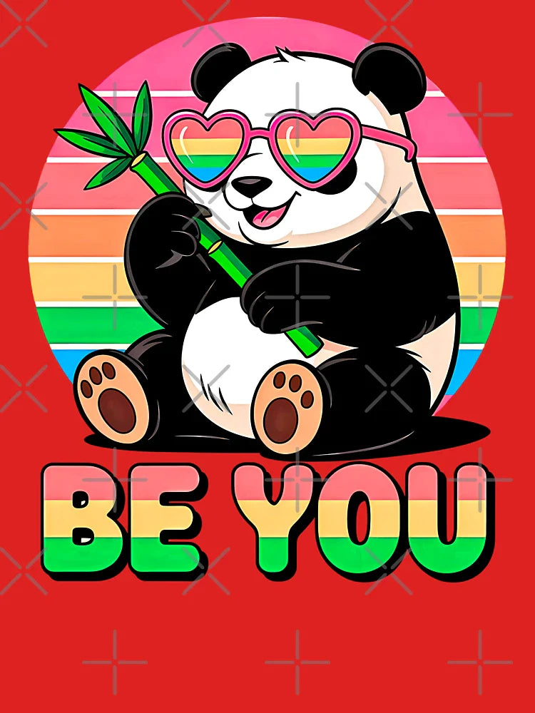 Proud Panda with Rainbow Vibes – Be You Classic T-Shirt