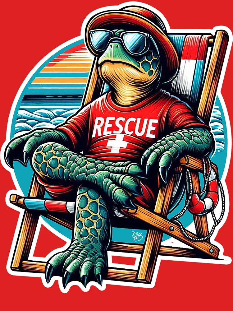 Summer Lifeguard Turtle – Cool Vintage Illustration Classic T-Shirt