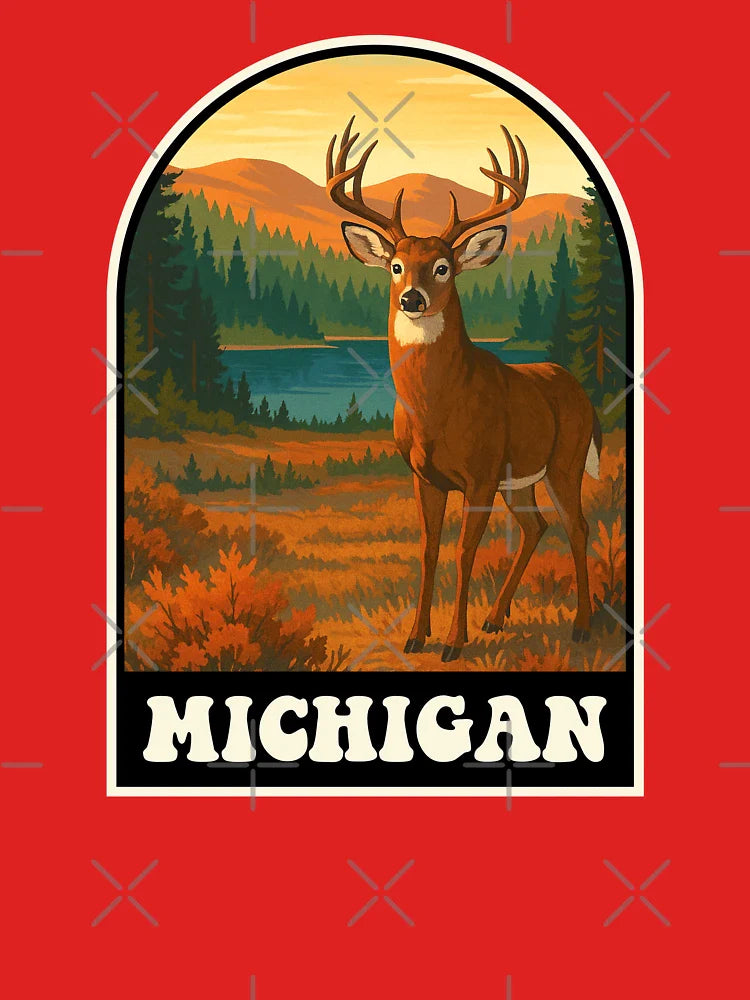 Michigan Wilderness Deer Retro Nature Artwork Classic T-Shirt