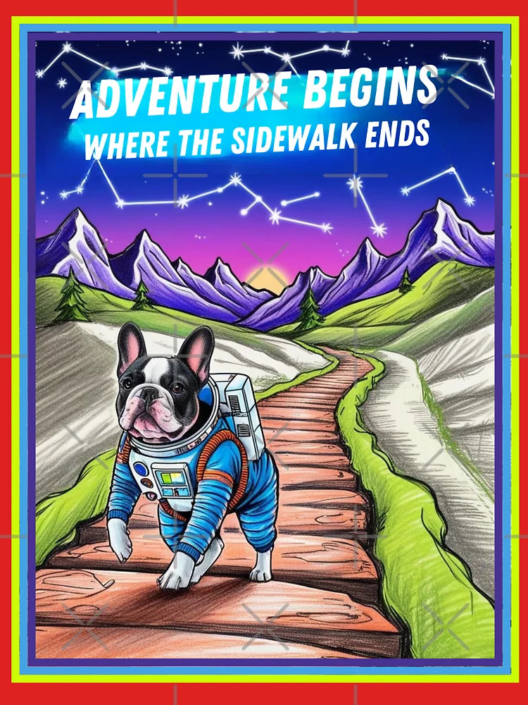 Cosmic Bulldog Hiker – Retro Astronaut Adventure Classic T-Shirt