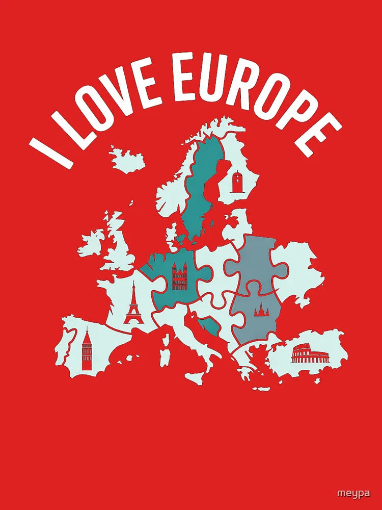 I Love Europe Puzzle Map Classic T-Shirt