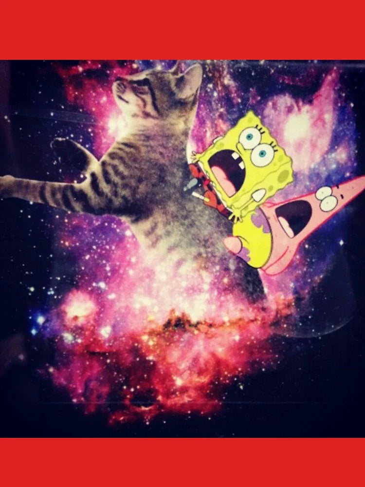 Galaxy cat with spongebob and patrick Classic T-Shirt