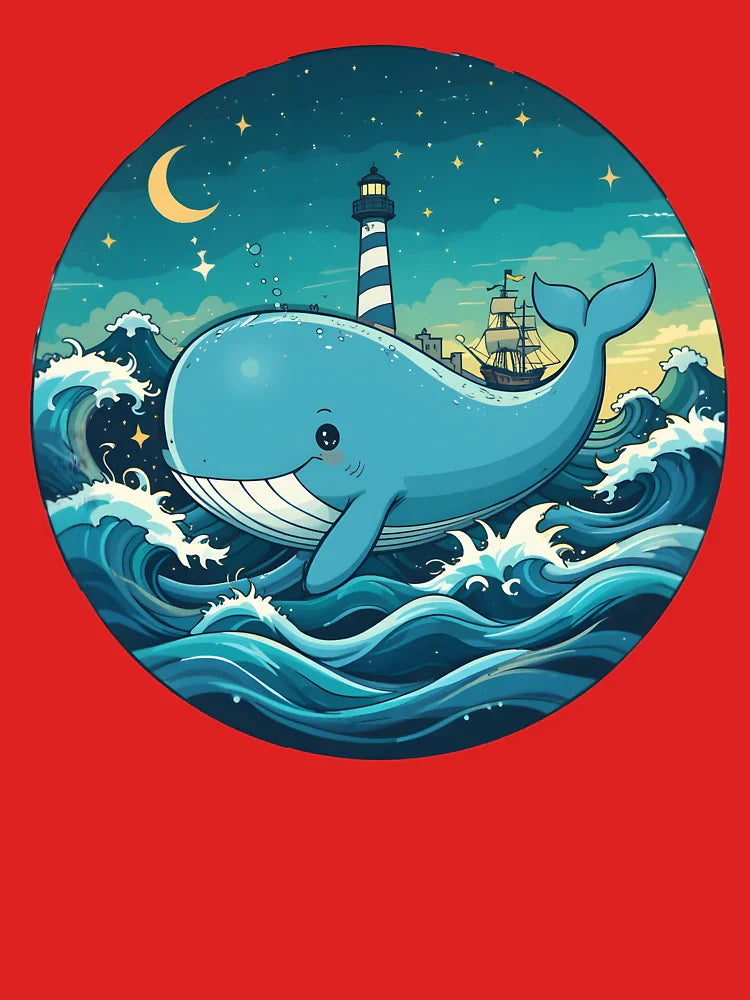 Smiling Whale Under Starry Ocean Sky Classic T-Shirt