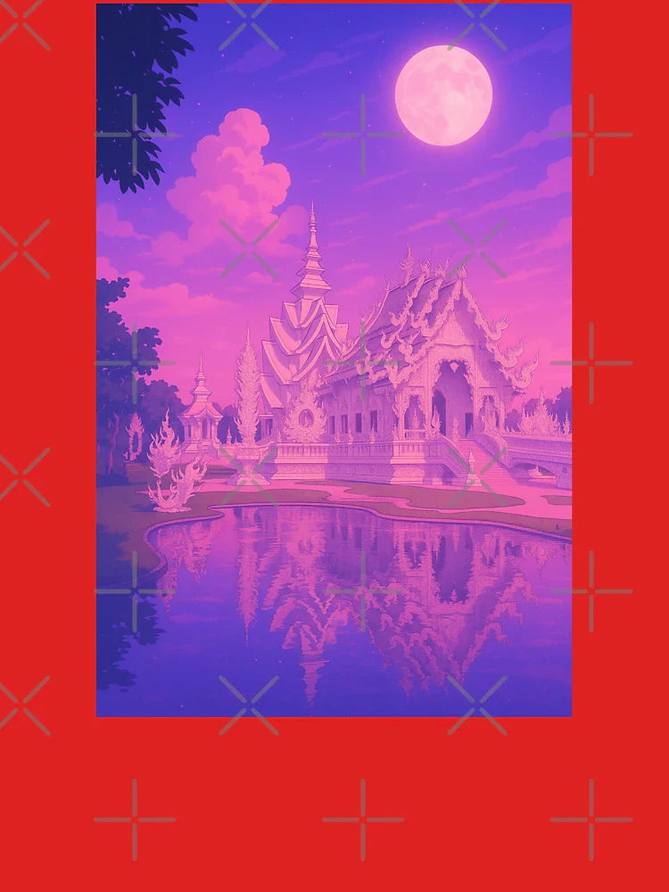 White Temple Chiang Rai Thailand Retro Aesthetic Classic T-Shirt