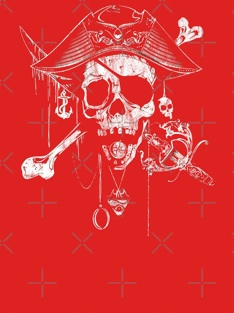 Pirate Skull Sword and Bones Jolly Roger Distressed Graphic Classic T-Shirt