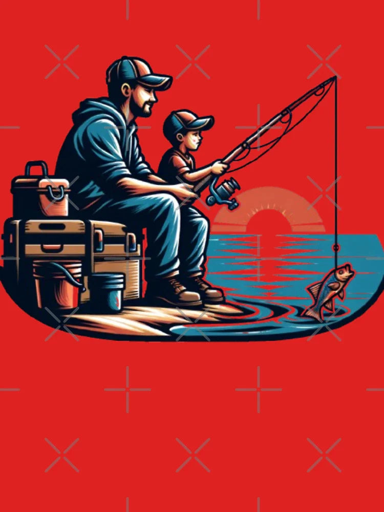 Father and Son Fishing Sunset Moment Classic T-Shirt