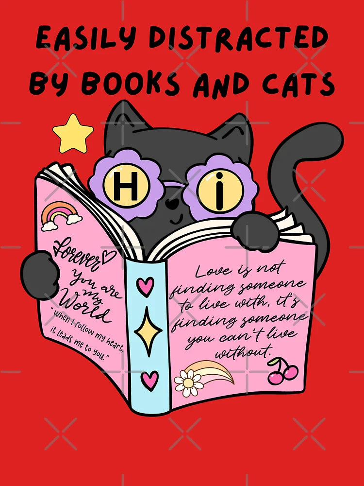 Easily distracted by cats and books Classic T-Shirt