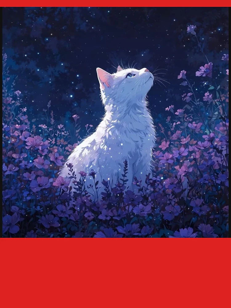 beautiful cat night drawing Classic T-Shirt