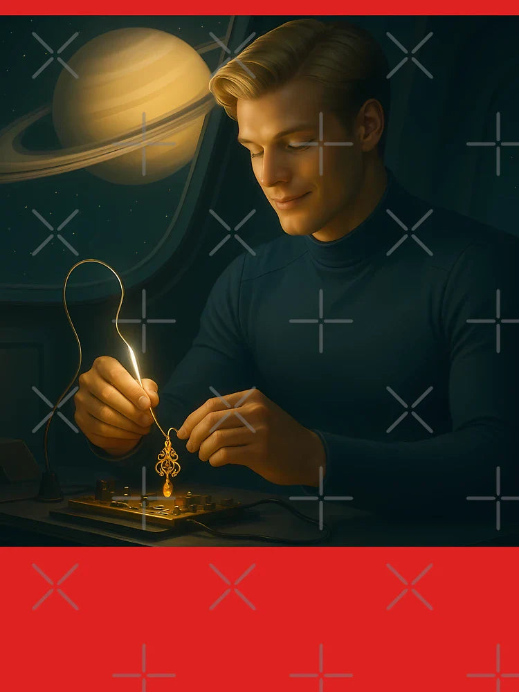 Dariel’s Golden Craft: Earrings for Briselle under Saturn’s Light Classic T-Shirt