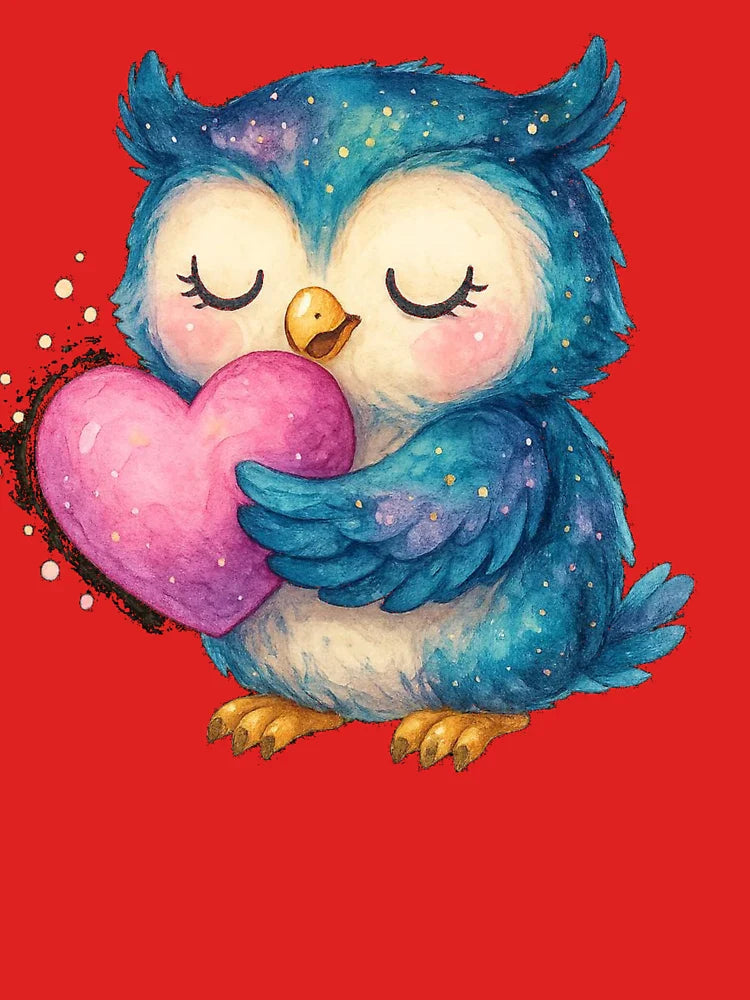 Adorable Kawaii Owl Hugging Heart – Love Bird Sticker Classic T-Shirt