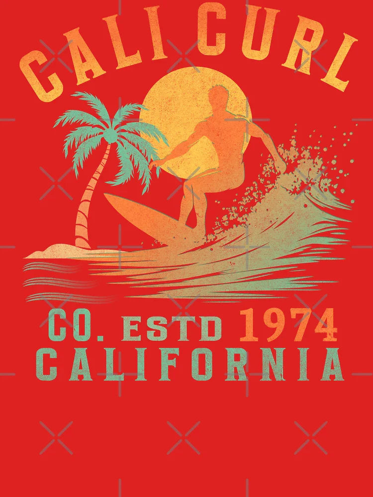 Cali Curl Co. Vintage Surfing California T-Shirt – Retro Beach Wave Design Classic T-Shirt