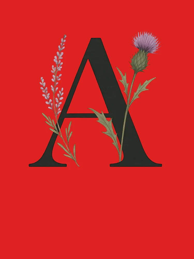 Scottish Floral Monogram A – Thistle & Lavender Botanical Letter Art Classic T-Shirt