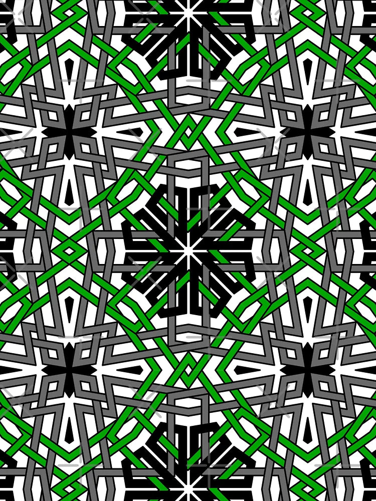 Geometric Black Flowers in Green Garden Islamic Art Classic T-Shirt