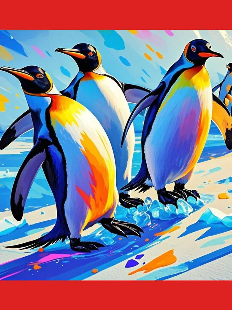 Colorful Cute Happy Dancing Penguins Classic T-Shirt