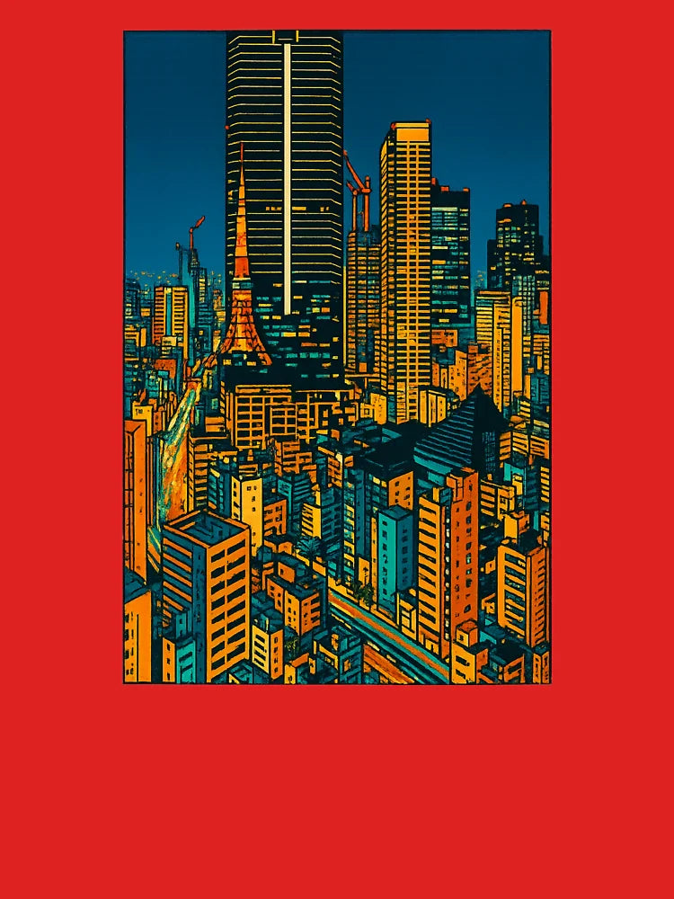 Tokyo Nightscape Art | Neon City Vibes - Retro Urban Glow Classic T-Shirt