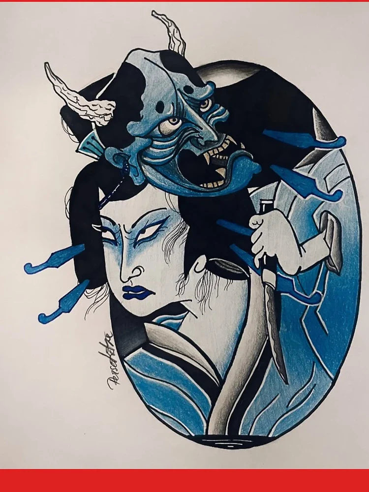 Geisha with Hannya mask Classic T-Shirt
