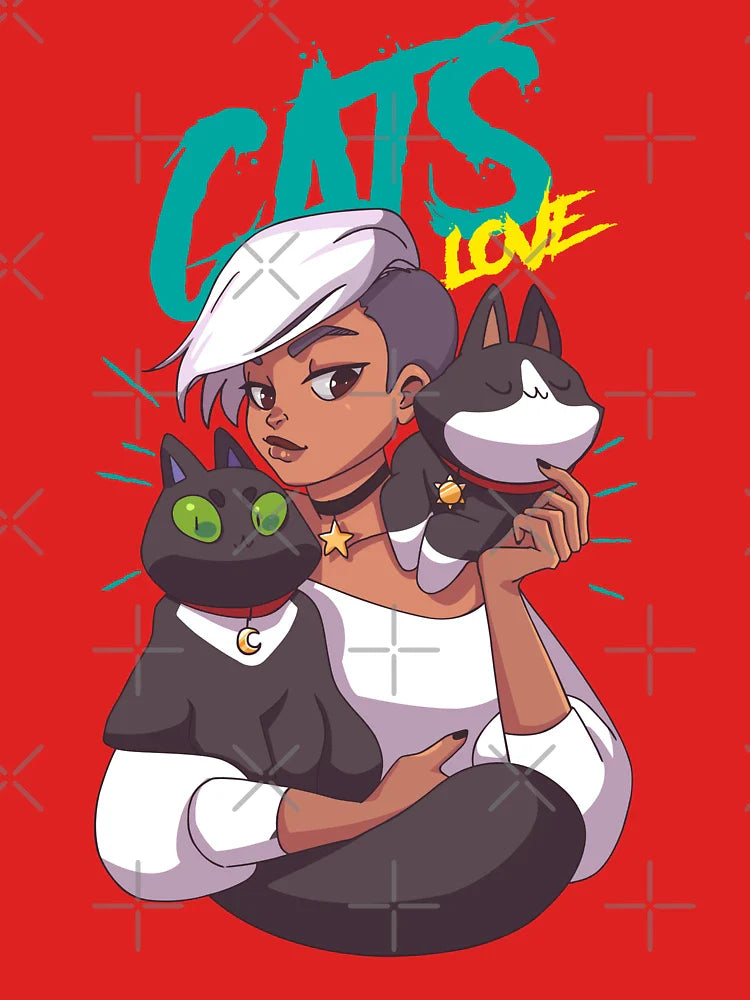 Cool Girl with Cats – Stylish Anime Cat Lover Art Classic T-Shirt