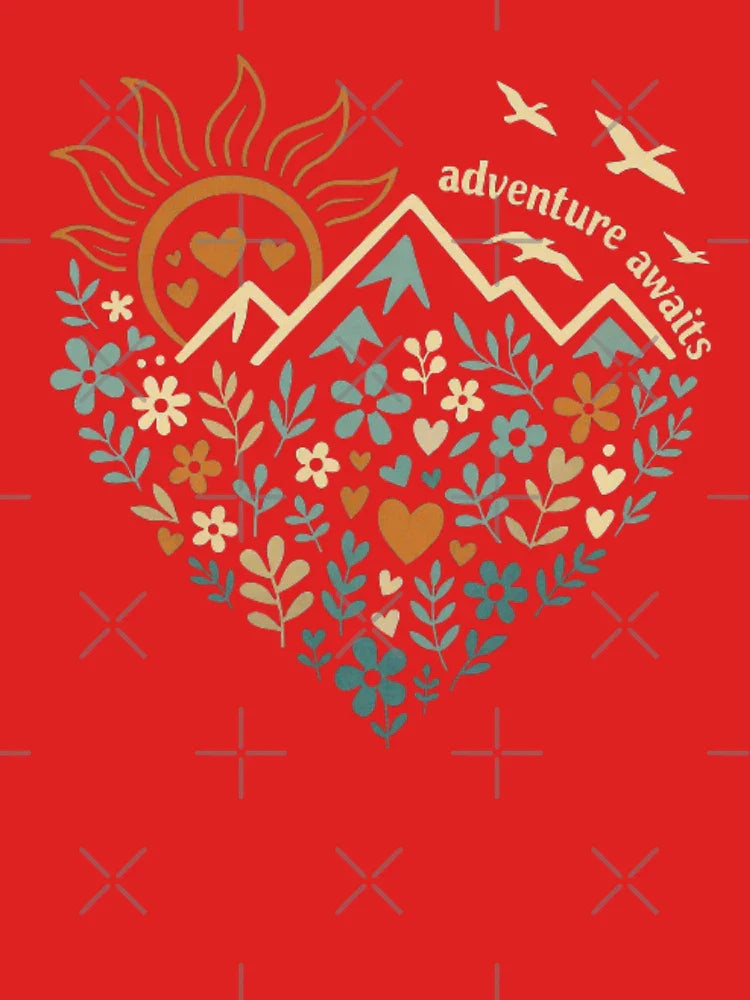 Nature Heart – Floral Mountain Sunset Design for Outdoor & Hiking Lovers Classic T-Shirt
