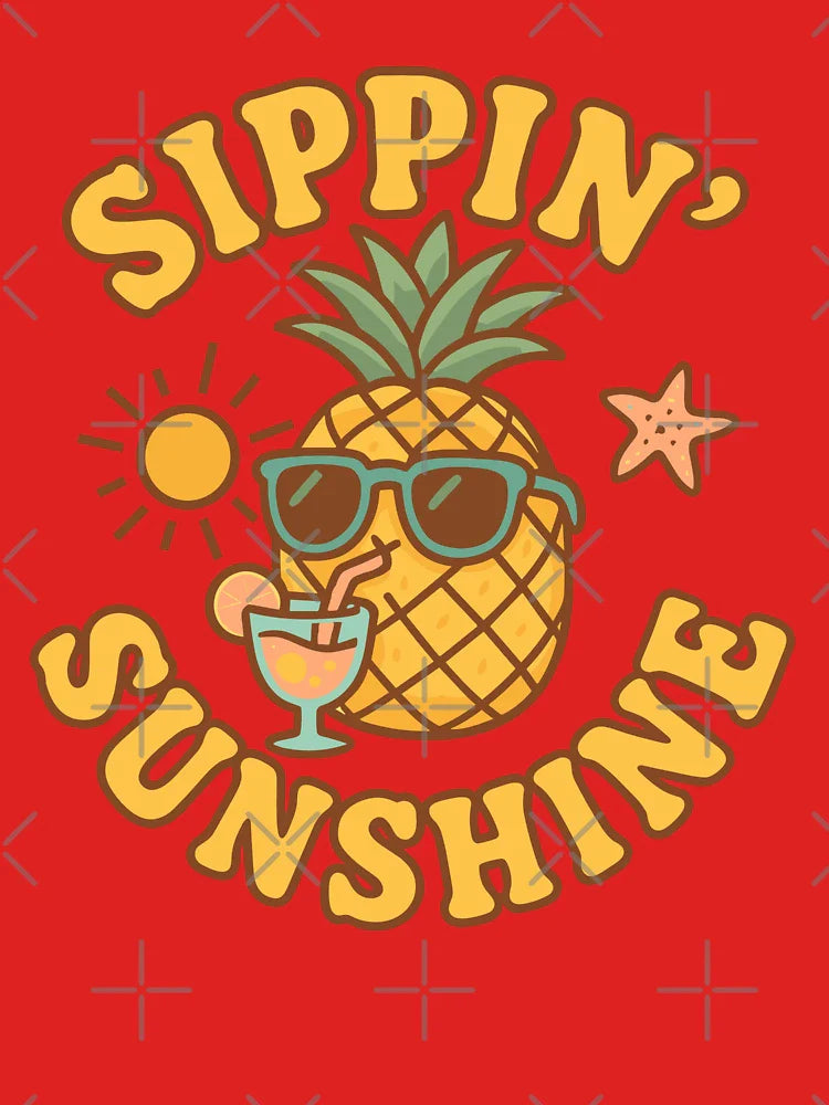 Funny Pineapple Retro Summer Vibes Beach Design Classic T-Shirt