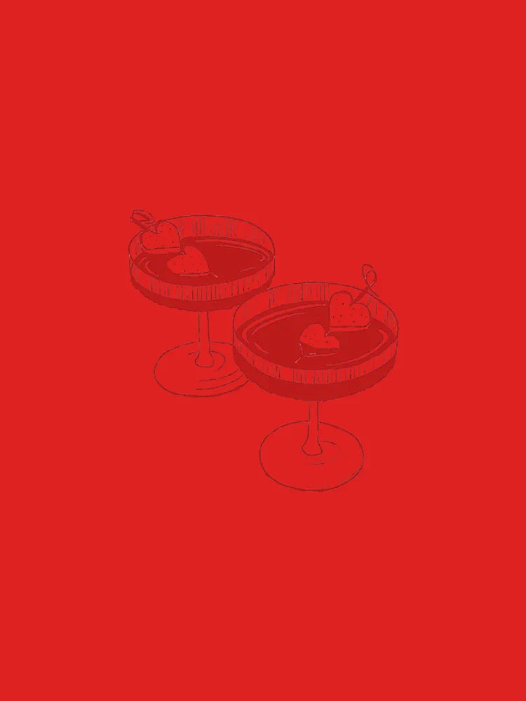 Red Coupe Glasses with Hearts Classic T-Shirt