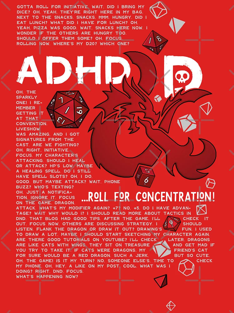 ADHD&D | Roll for concentration | DnD (for black) Classic T-Shirt