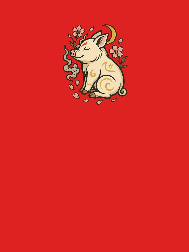 Mystical Pig Spirit with Cherry Blossoms – Japanese Tattoo Style Classic T-Shirt
