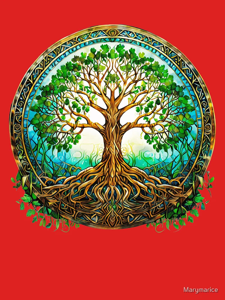 Celtic Tree of Life in Green and Brown Classic T-Shirt