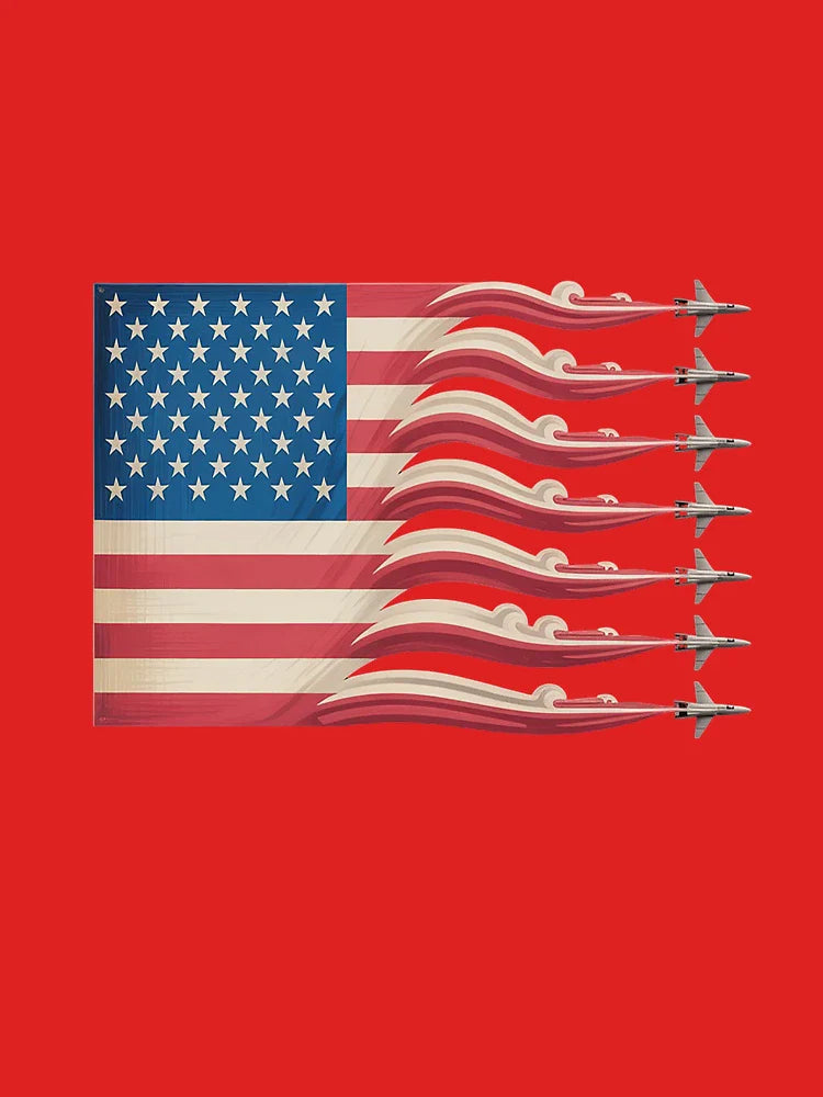 American Patriotic Fighter Jets USA Flag Waving 4th of July Classic T-Shirt