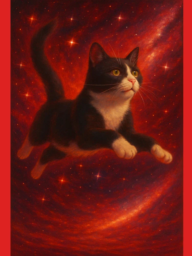 Black cat jumping in space Classic T-Shirt