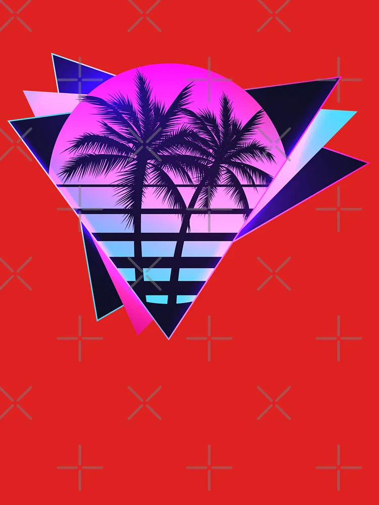 80s Retro Miami Neon Vaporwave Aesthetic Sunset Classic T-Shirt