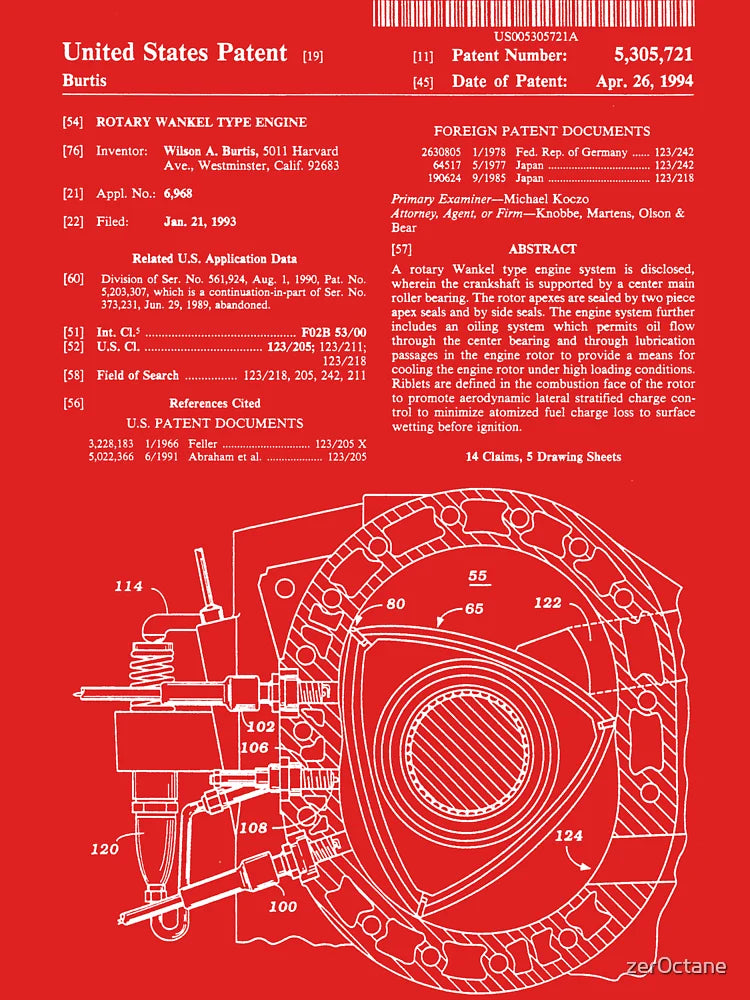 Mazda Wankel Rotary Engine Patent (light on dark) Classic T-Shirt
