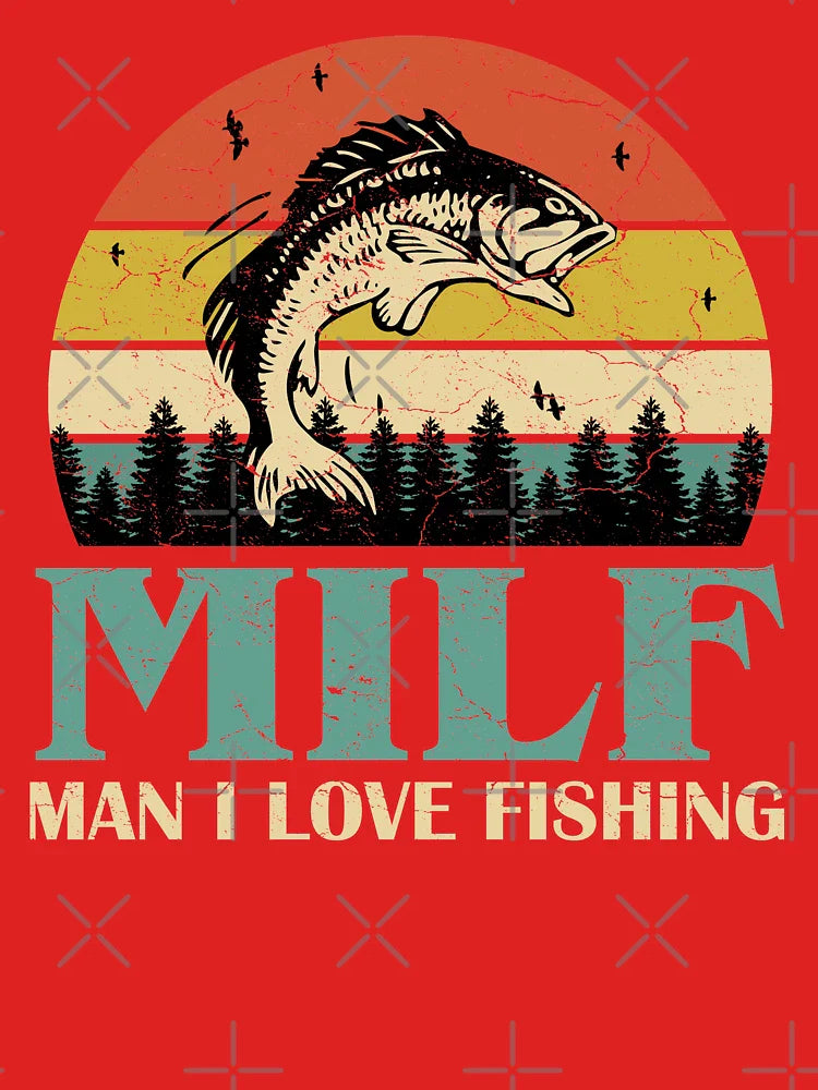 MILF Man I Love Fishing Retro Vintage Sunset Funny Fishing Gift Classic T-Shirt