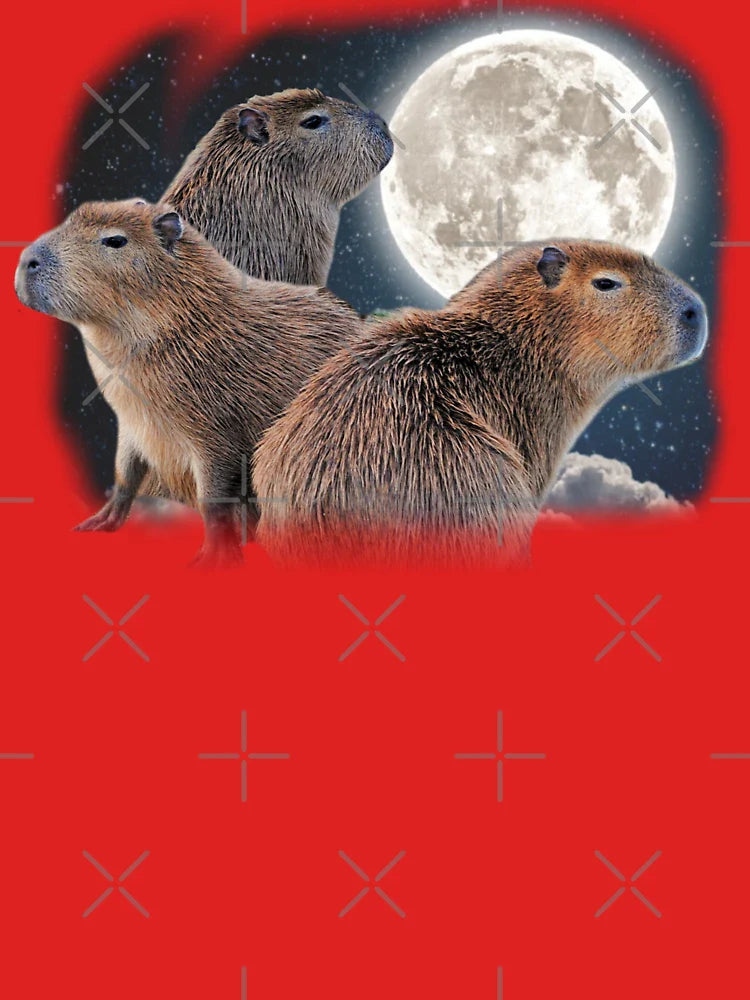 Three Capybaras and Moon Funny Capybara Humor Parody  Classic T-Shirt