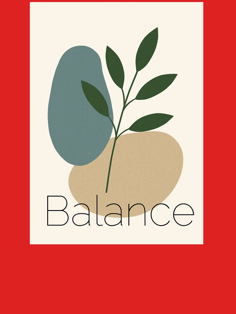 Minimalist Balance Print with Abstract Shapes and Botanical Element Classic T-Shirt