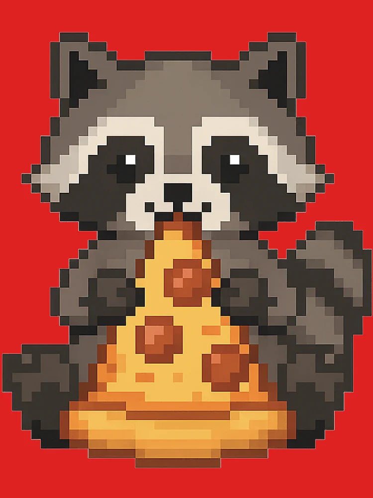 Raccoon Pizza Party - Pixel Art Cutie Classic T-Shirt