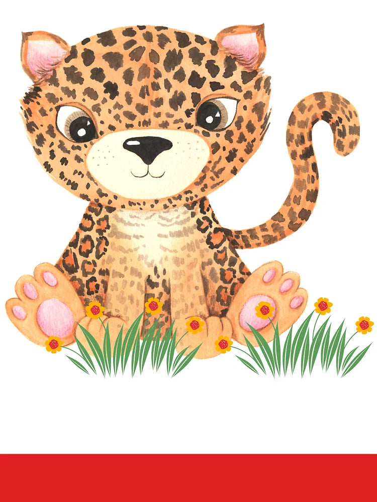 Cute Cartoon Leopard Sitting in Flowers  Classic T-Shirt