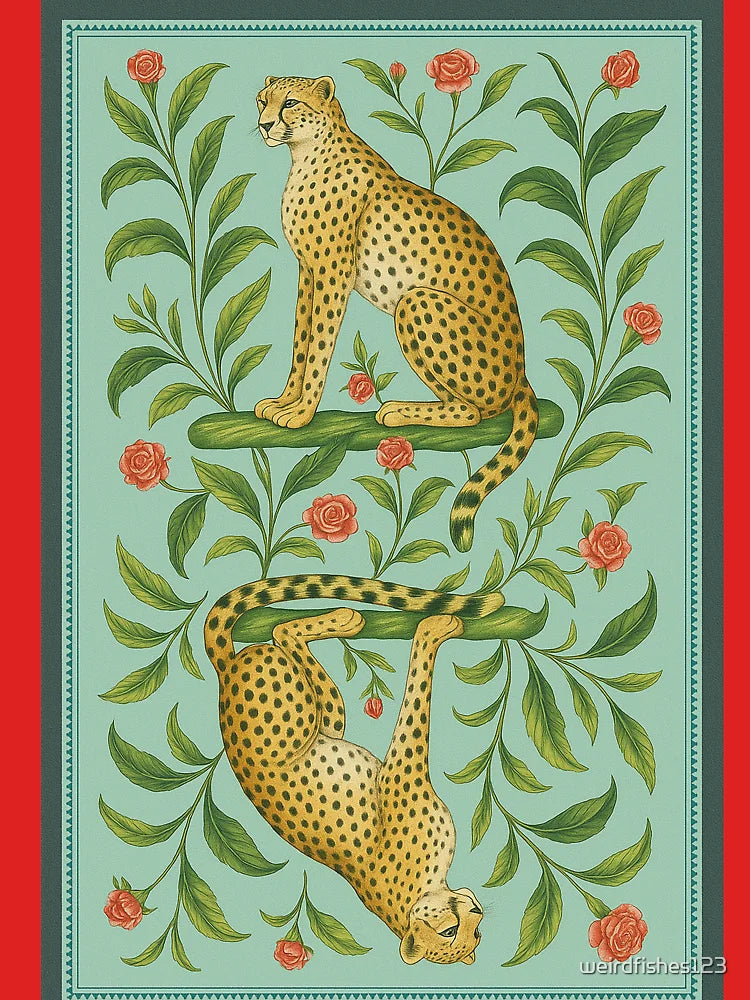 Elegant Cheetah Floral Tapestry Design Classic T-Shirt