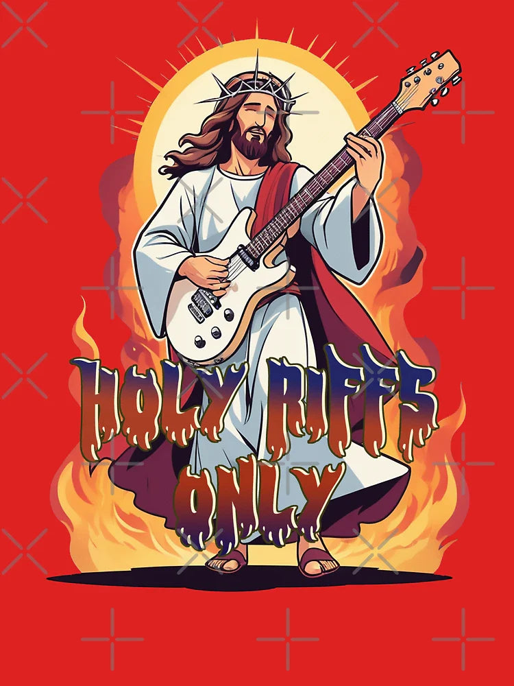 Jesus Rock Guitarist Parody - Holy Riffs Only Classic T-Shirt